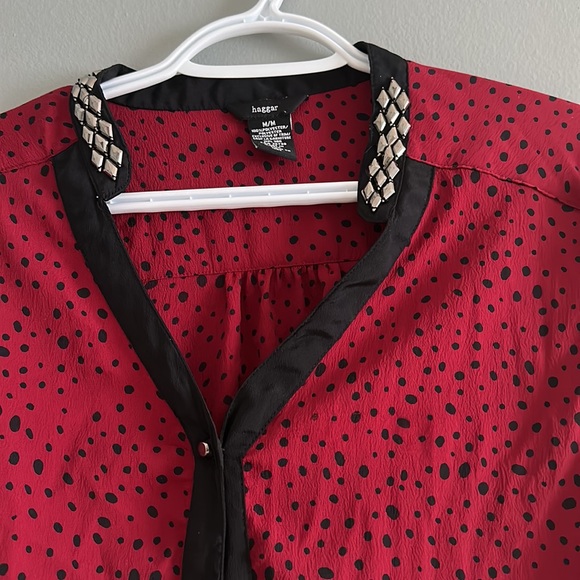 Haggar long sleeve button down shirt / blouse size M - Picture 2 of 6